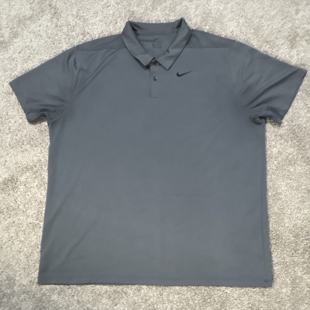 Nike Dri-FIT Men's Gray Polo Shirt Size XXL Short Sleeve Moisture Wicking Golf